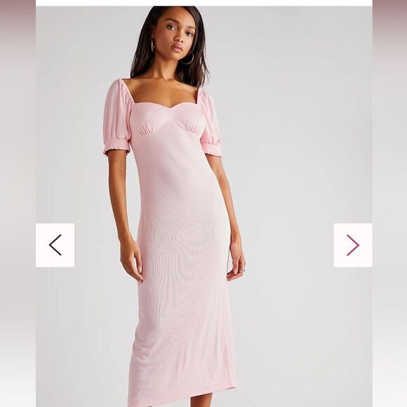 Free People NWT Bel Air Midi Dress Size M in Pink NWT - Picture 2 of 6